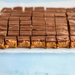 En hel plåt med hemgjord snickerskaka, skuren i perfekta bitar. Ett underbart snickerskaka recept att prova!