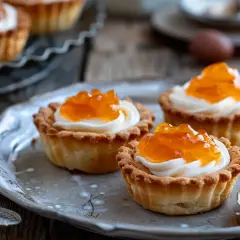 Små mandelmusslor med fluffig grädde och aprikosgelé. Ett härligt recept på mandelmusslor som passar perfekt till fikat.