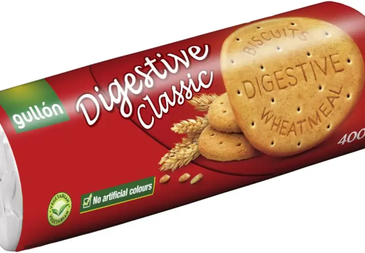 Gullón Digestive Classic kex, 400g. Perfekt för ett enkelt digestivekex recept. Vegetariska och utan artificiella färger.