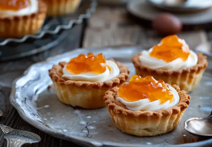 Små mandelmusslor med fluffig grädde och aprikosgelé. Ett härligt recept på mandelmusslor som passar perfekt till fikat.