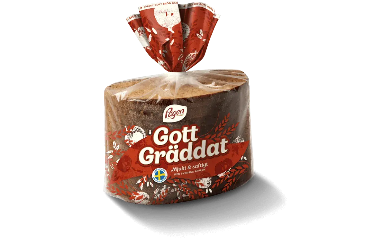 Pagen Gott Gräddat, ett mjukt och saftigt bröd med svenska äpplen. Perfekt att grädda om degigt bröd för extra god smak.